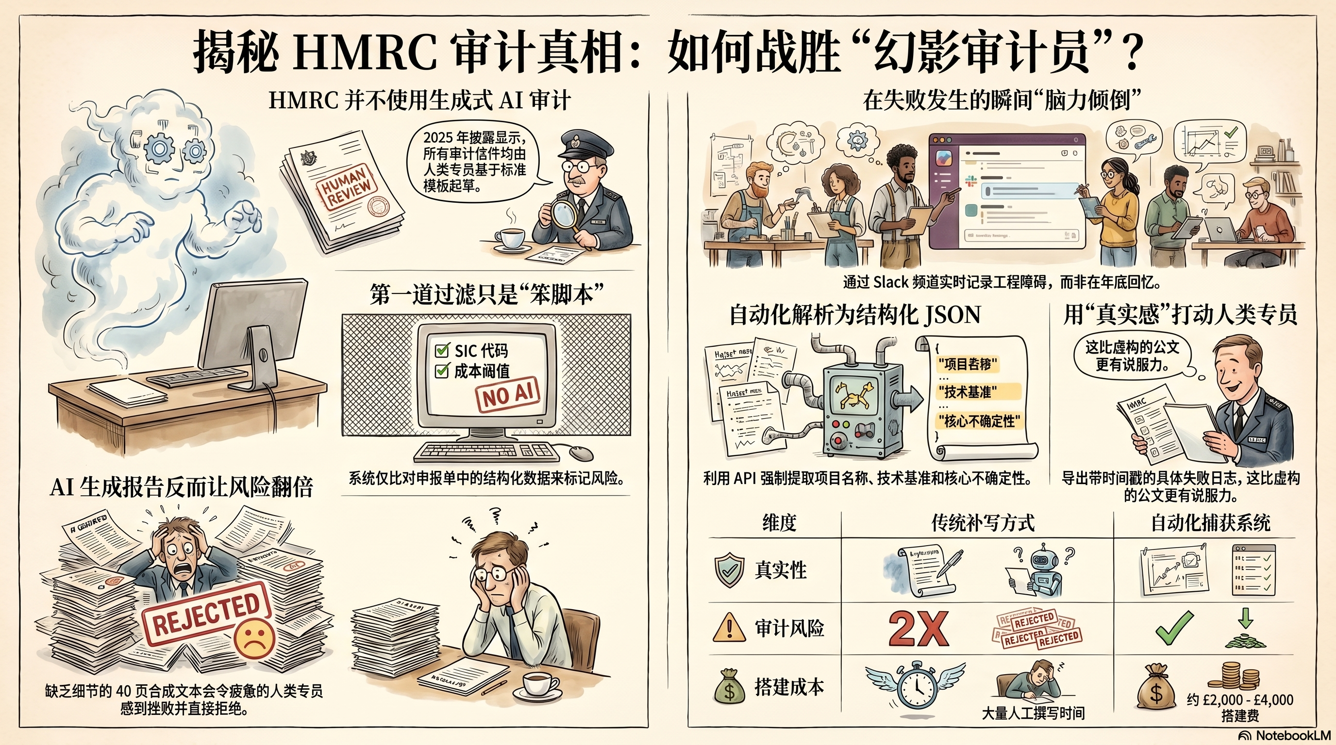 Infographic for 为什么 HMRC 的 AI 索赔只是个神话,以及你该如何真正挺过审计
