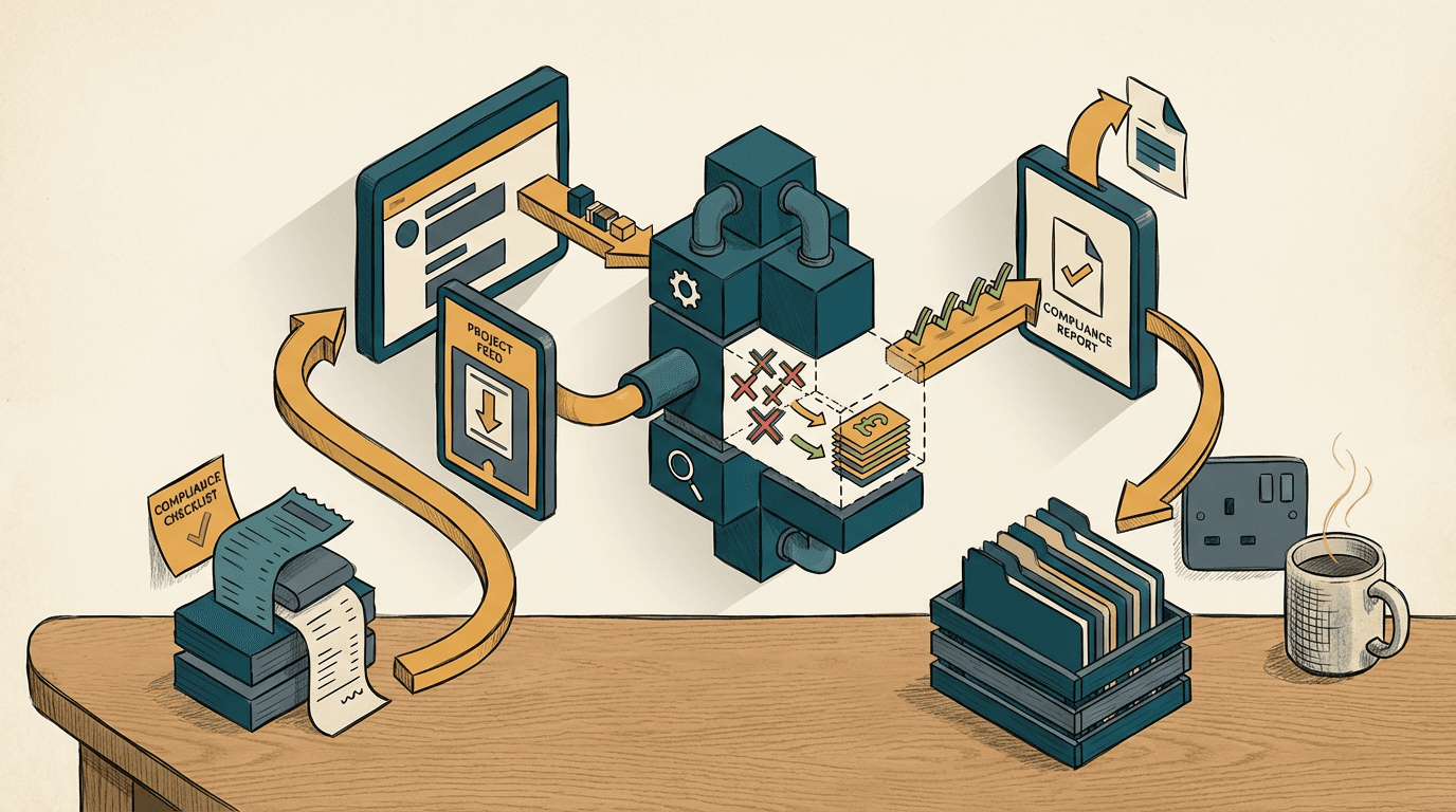 Cover illustration for Eliminating the Assurance Drag Tax with Automated Project Compliance