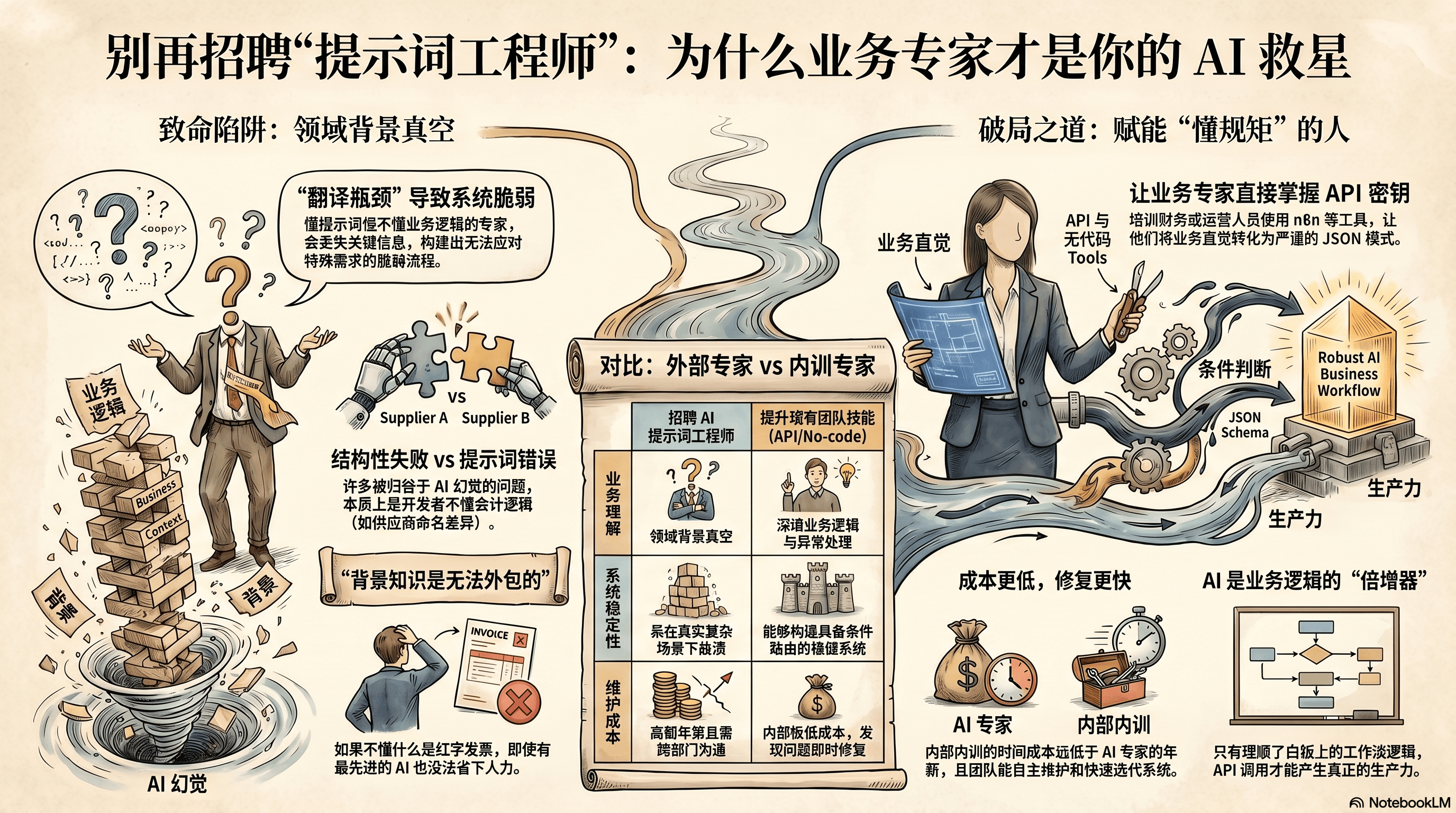 Infographic for 你不需要什么「AI 调教专家」,你需要的是让运营团队学会用 API